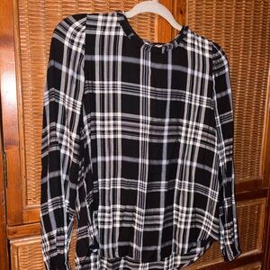 LOFT Black and White Plaid Women's Top